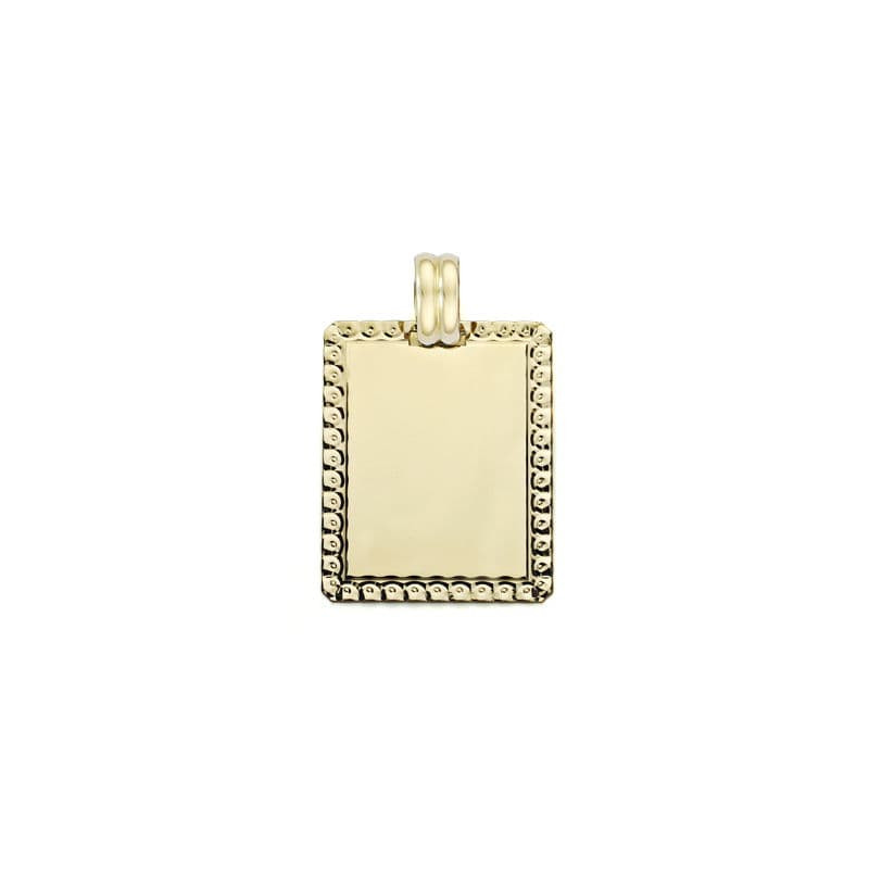 18K PLACA CHAPA ORO AMARILLO FILO TALLADO 26X20 MM