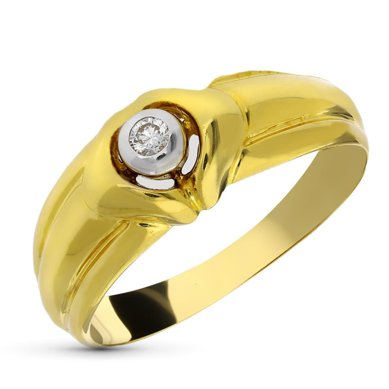 18K SORTIJA ORO BICOLOR DIAMANTE NATURAL TALLA BRILLANTE. 0,10 QTS.