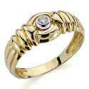 18K SORTIJA ORO BICOLOR DIAMANTE NATURAL  TALLA BRILLANTE. 0,10 QTS.