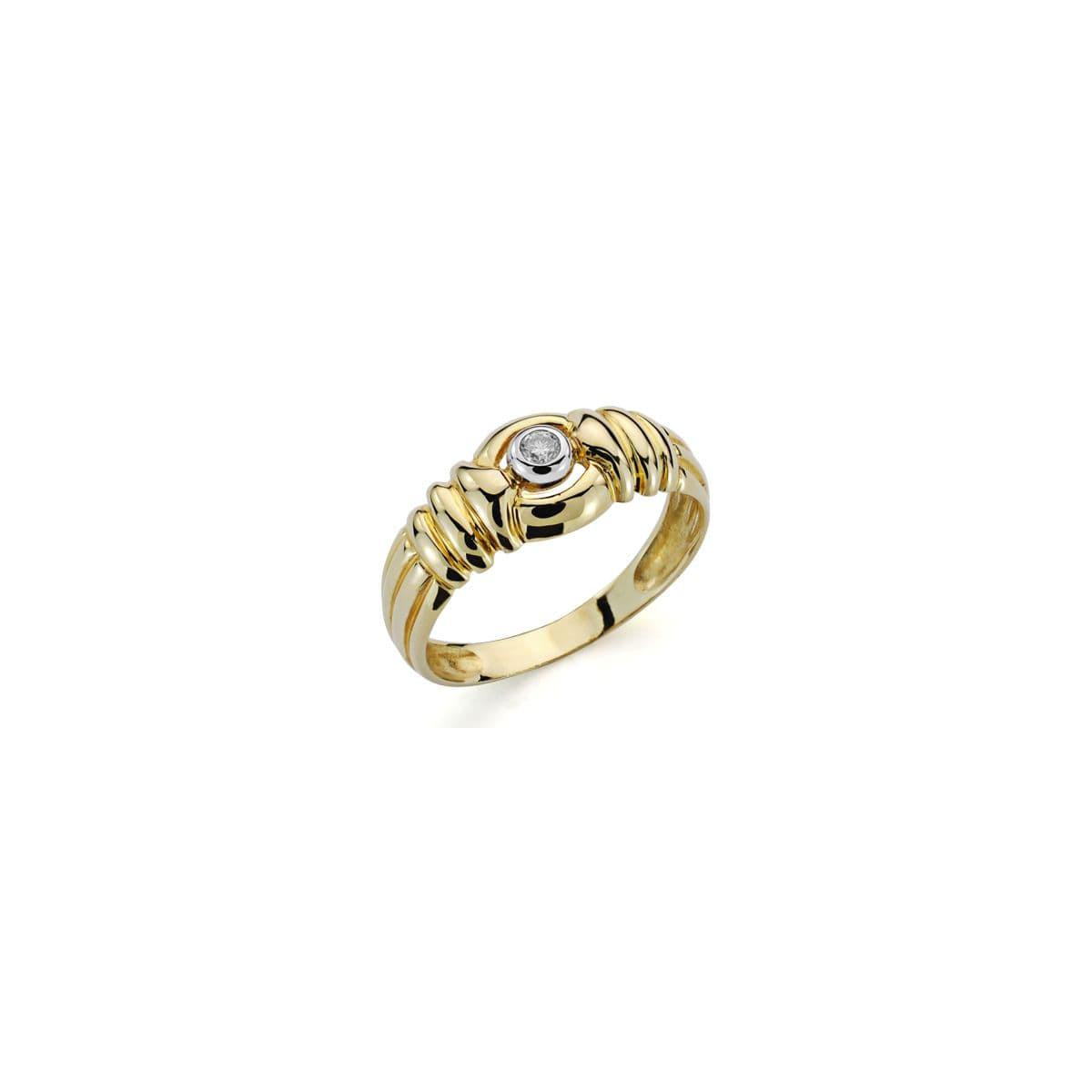 18K SORTIJA ORO BICOLOR DIAMANTE NATURAL  TALLA BRILLANTE. 0,10 QTS.