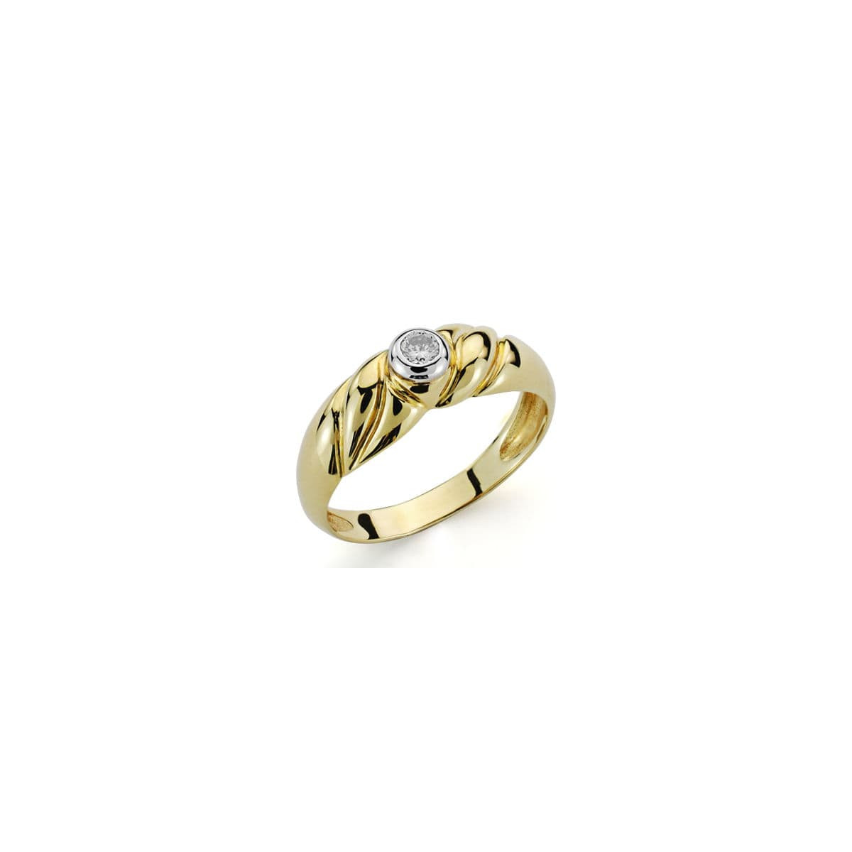 18K SORTIJA ORO AMARILLO DIAMANTE NATURAL GALLONES 0.10 QTS.