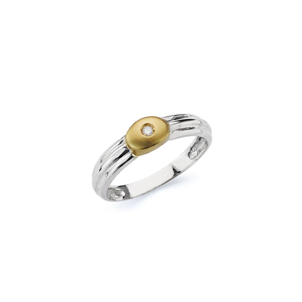 18K SORTIJA ORO BICOLOR DIAMANTE NATURAL TALLA BRILLANTE 0.020 QTS.