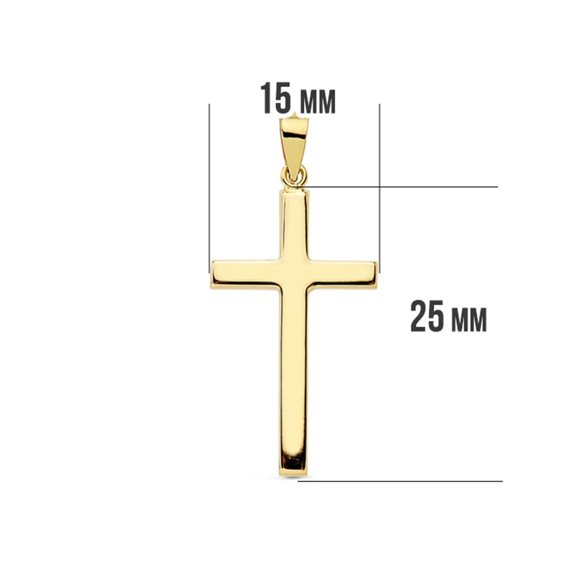 18K CRUZ ORO AMARILLO LISA PALO RECTANGULAR. 27X15 MM