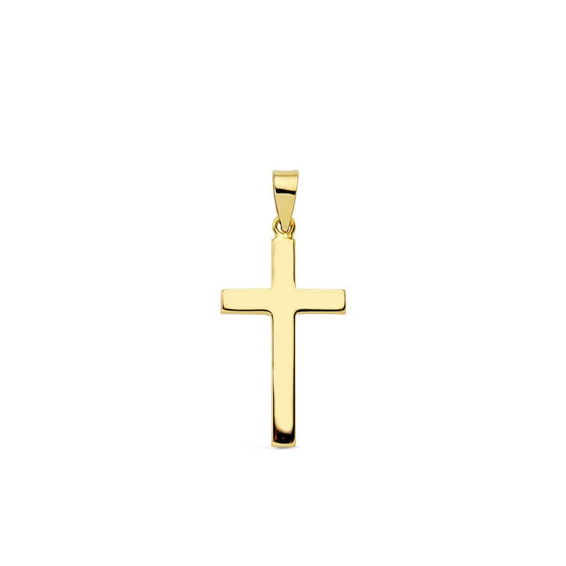 18K CRUZ ORO AMARILLO LISA PALO RECTANGULAR. 23X12 MM