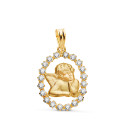18K COLGANTE ORO AMARILLO ANGELITO CON CERCO DE CIRCONITAS. MEDIDA: 20 X 15 MM