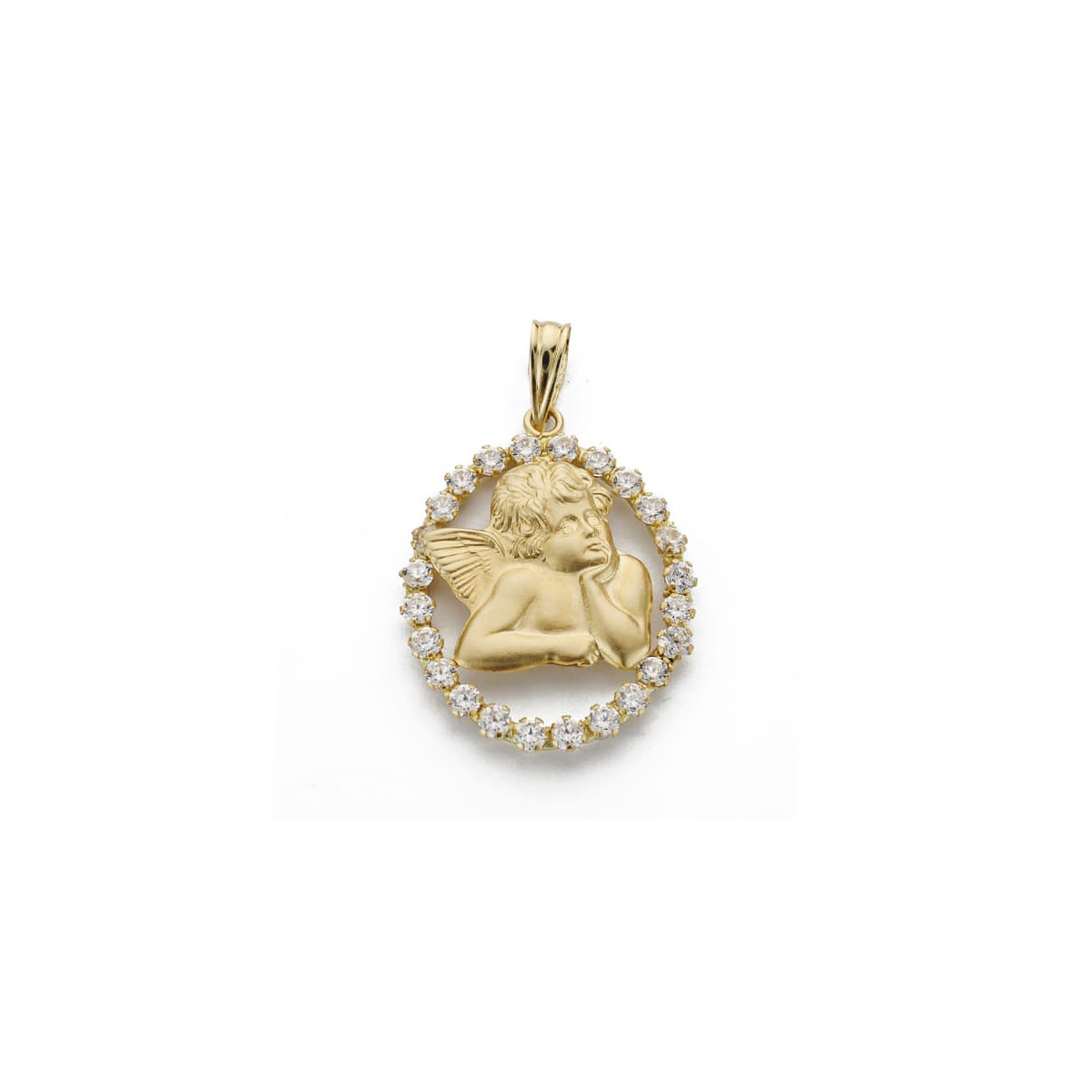 18K MEDALLA SILUETA ORO AMARILLO ANGEL OVAL. 24X18 MM