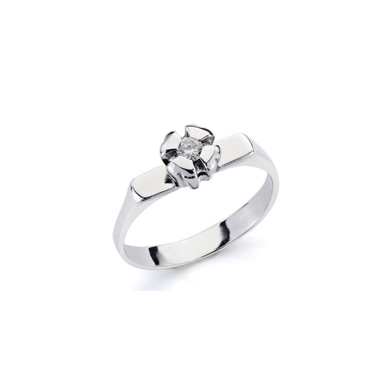 18K SOLITARIO ORO BLANCO CON DIAMANTE NATURAL TALLA BRILLANTE 0.10 QTES SI-H