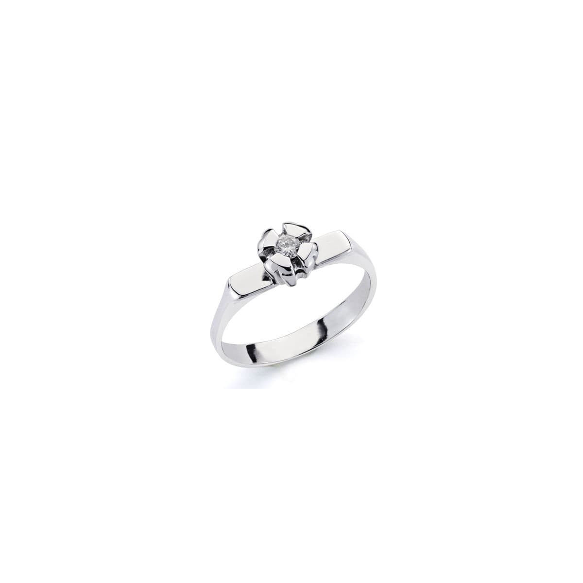 18K SOLITARIO ORO BLANCO CON DIAMANTE NATURAL TALLA BRILLANTE 0.10 QTES SI-H
