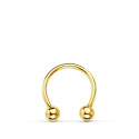 18K PIERCING ORO AMARILLO PEZON CURVO CON BOLAS 3MM 11 X 10MM