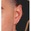 18K PIERCING ORO AMARILLO PEZON CURVO CON BOLAS 3MM 11 X 10MM
