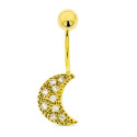 18K PIERCING ORO AMARILLO MEDIALUNA CIRCONITA OMBLIGO 18K PIERCING ORO AMARILLO MEDIALUNA CIRCONITA OMBLIGO