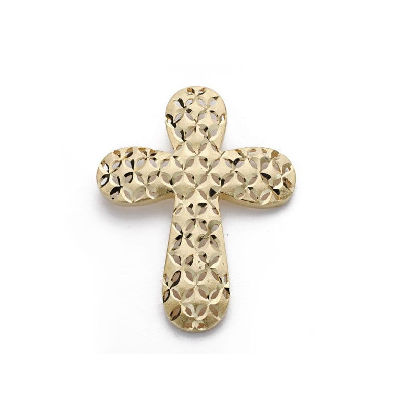 18K CRUZ ORO AMARILLO TALLADA GRANDE 39X30 MM