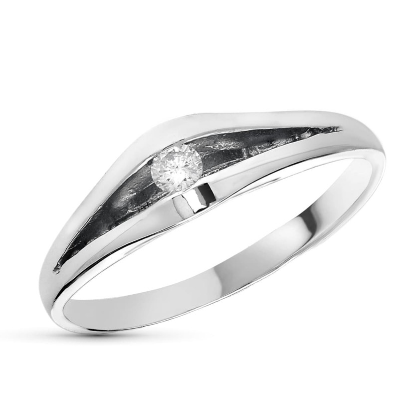 18K SOLITARIO ORO BLANCO DIAMANTE NATURAL TALLA BRILLANTE 0.10 QTS.
