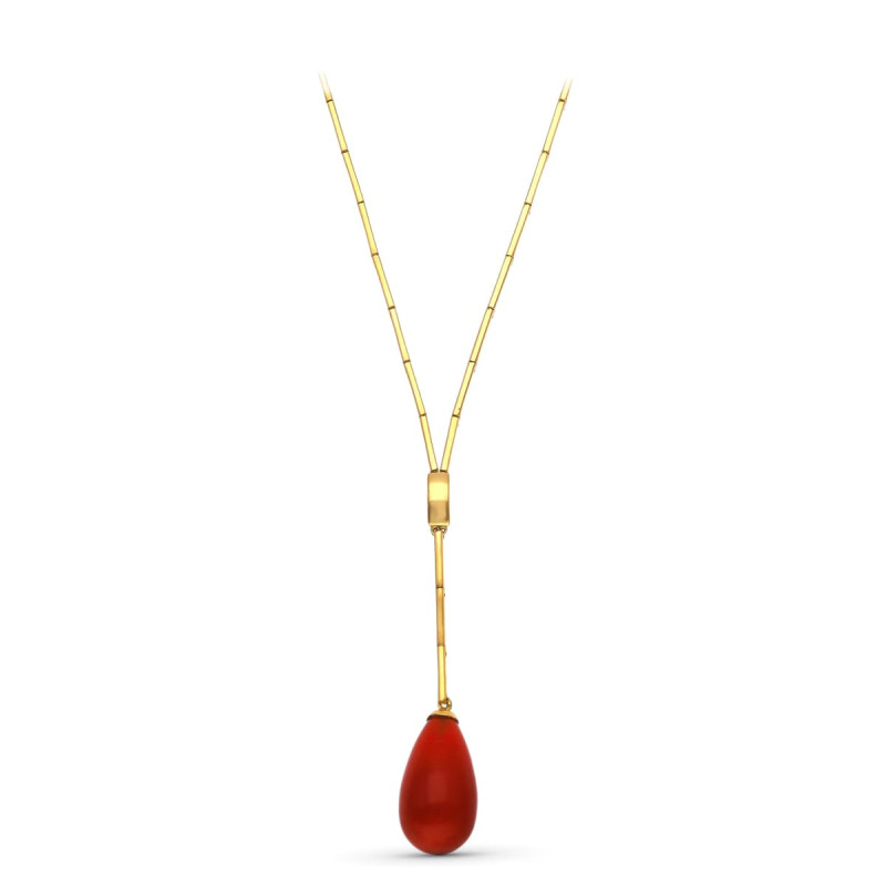 18K GARGANTILLA ORO AMARILLO LAGRIMA PIEDRA FINA 42CM