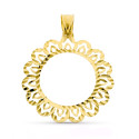 18K PLACA CERCO DE MONEDA ORO AMARILLO 18 MM TALLADO