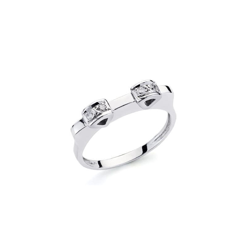 18K SORTIJA ORO BLANCO DIAMANTES NATURALES  TALLA BRILLANTE 0.10  QTS.