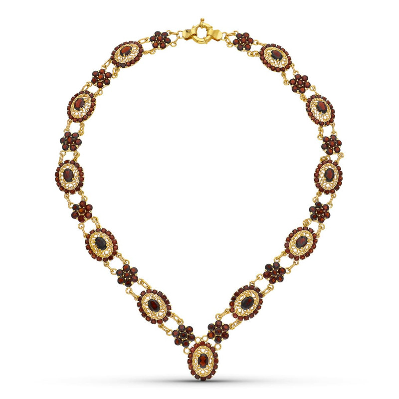 18K GARGANTILLA ORO AMARILLO GRANATES 42CM