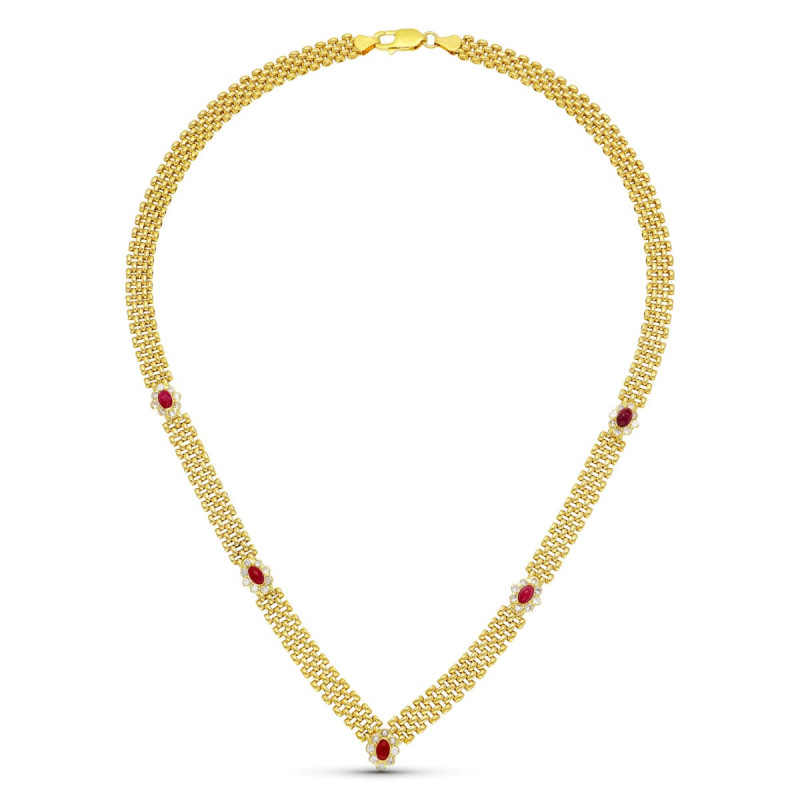 18K GARGANTILLA ORO AMARILLO Y RUBI MODELO PANTER