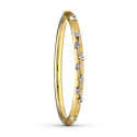 18K PULSERA MEDIA CAÑA ORO BICOLOR CON PIEDRAS