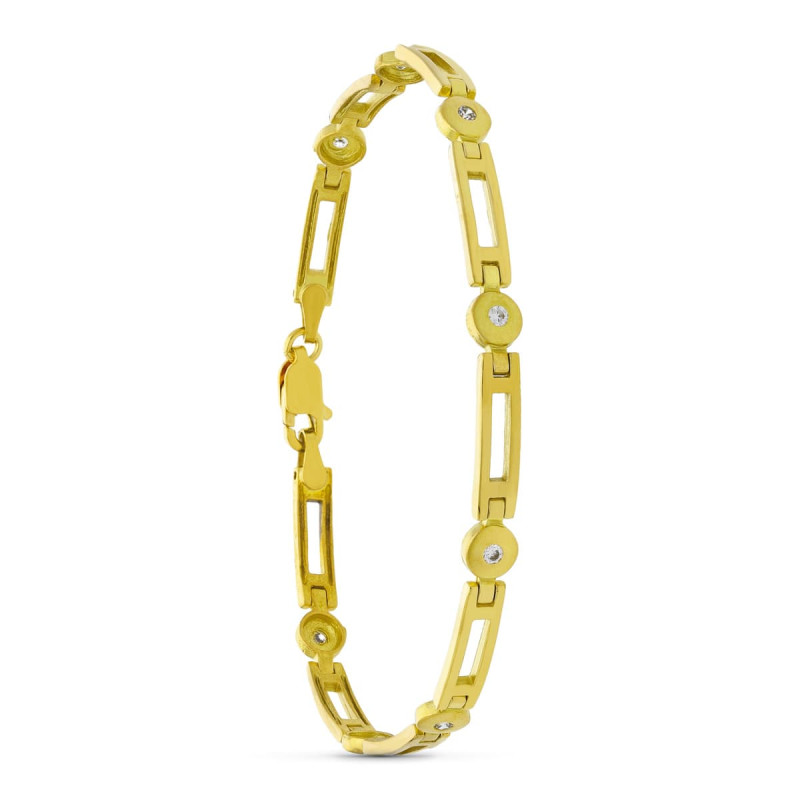 18K PULSERA ORO AMARILLO CIRCONITA MATE Y BRILLO