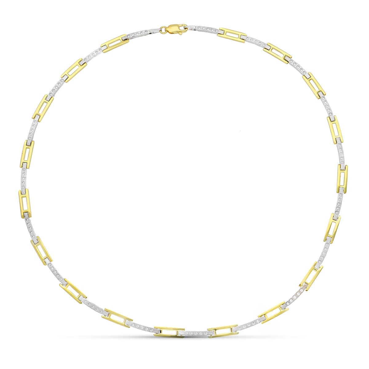 18K GARGANTILLA ORO BICOLOR CIRCONITA MATE Y BRILLO