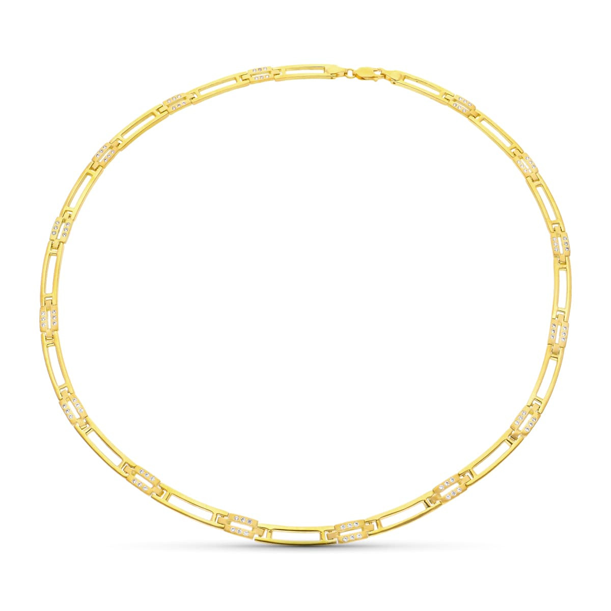 18K GARGANTILLA ORO AMARILLO MATE Y BRILLO CIRCONITAS