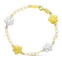 18K PULSERA ORO BICOLOR FLORES 17CM 18K PULSERA ORO BICOLOR FLORES 17CM
