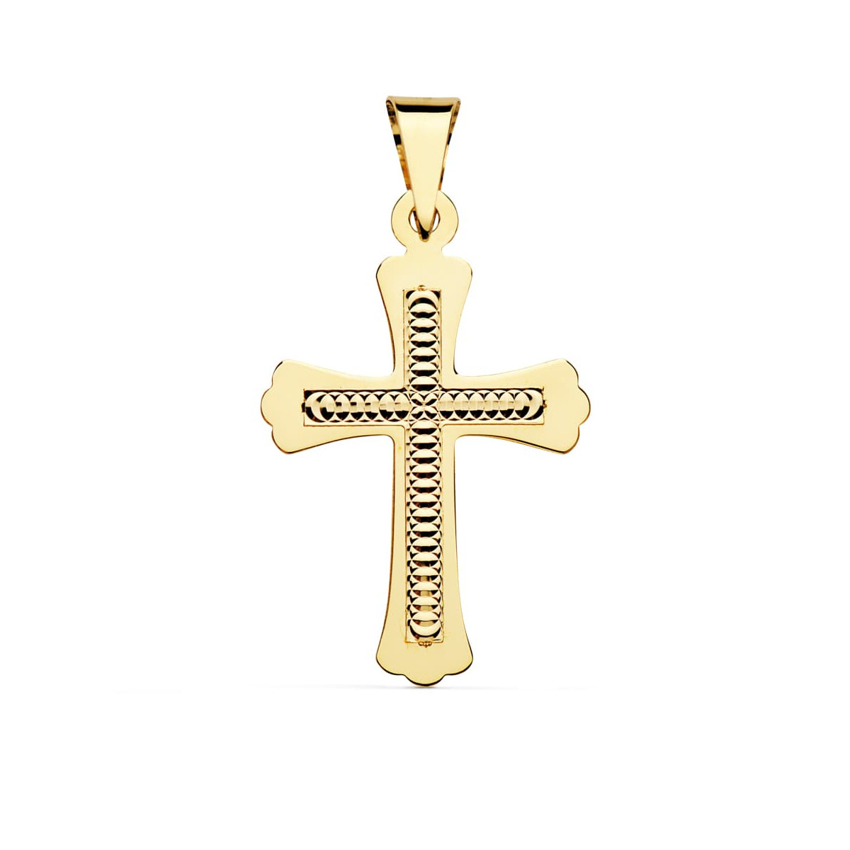 18K CRUZ ORO AMARILLO TALLADA 34X22 MM