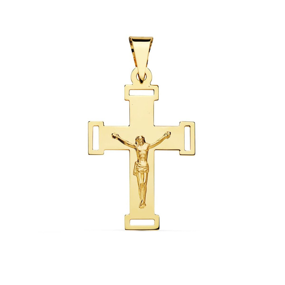 18K CRUZ ORO AMARILLO CON CRISTO 34X22 MM