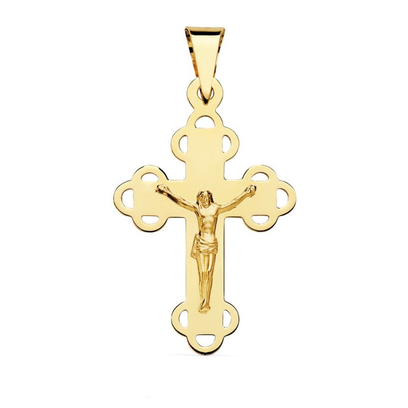 18K CRUZ ORO AMARILLO CON CRISTO 34X22 MM