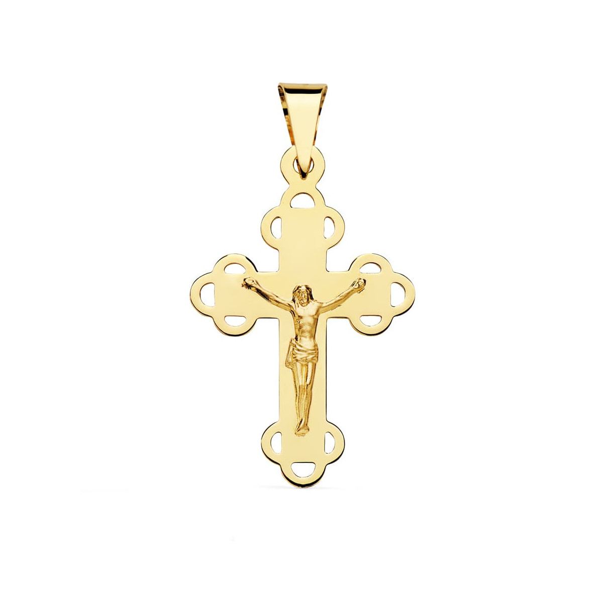 18K CRUZ ORO AMARILLO CON CRISTO 34X22 MM