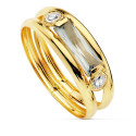 18K SORTIJA ORO BICOLOR DOBLE CUERPO CON CIRCONITA RECTANGULAR AGUAMARINA. ANCHO: 4 MM 18K SORTIJA ORO BICOLOR DOBLE CUERPO CON CIRCONITA RECTANGULAR AGUAMARINA. ANCHO: 4 MM