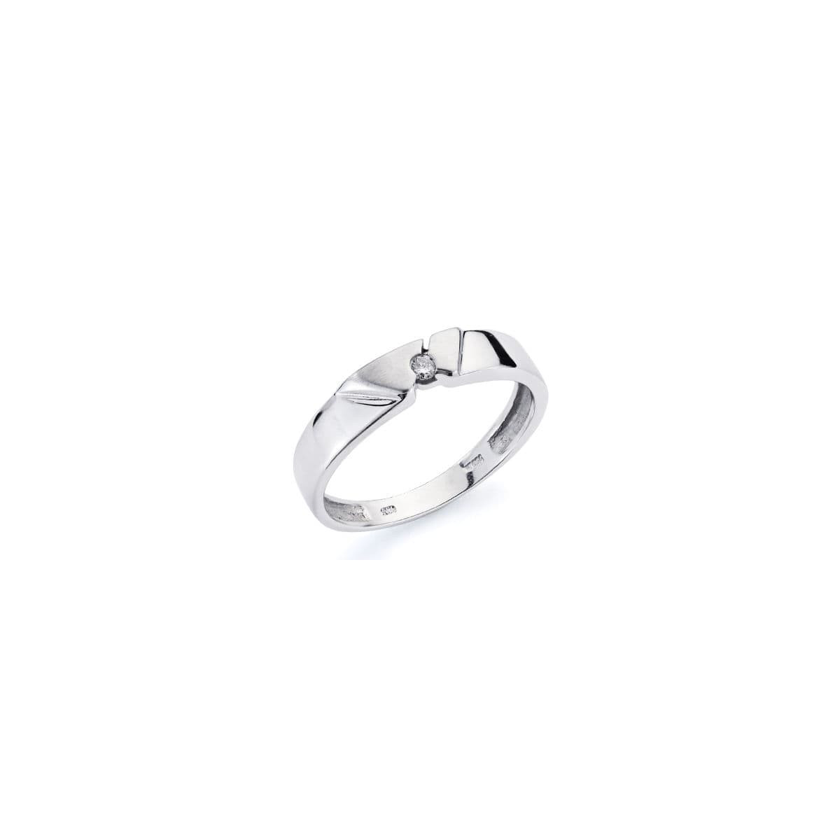 18K SORTIJA ORO BLANCO DIAMANTES NATURALES TALLA BRILLANTE 0.05 QTS.