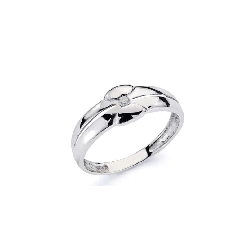 18K SOLITARIO ORO BLANCO DIAMANTE NATURAL TALLA BRILLANTE 0.050 QTS.