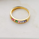 18K SORTIJA ORO AMARILLO CIRCONITA COLORES BAGUETTE. 4 MM