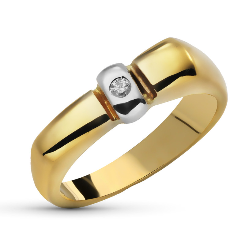 18K SORTIJA ORO AMARILLO DIAMANTE NATURAL  0,05 QTS. 14X6 MM