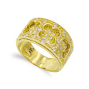 18K SORTIJA ORO AMARILLO FLORES CALADAS Y CIRCONITAS. ANCHO: 11,5 MM 18K SORTIJA ORO AMARILLO FLORES CALADAS Y CIRCONITAS. ANCHO: 11,5 MM