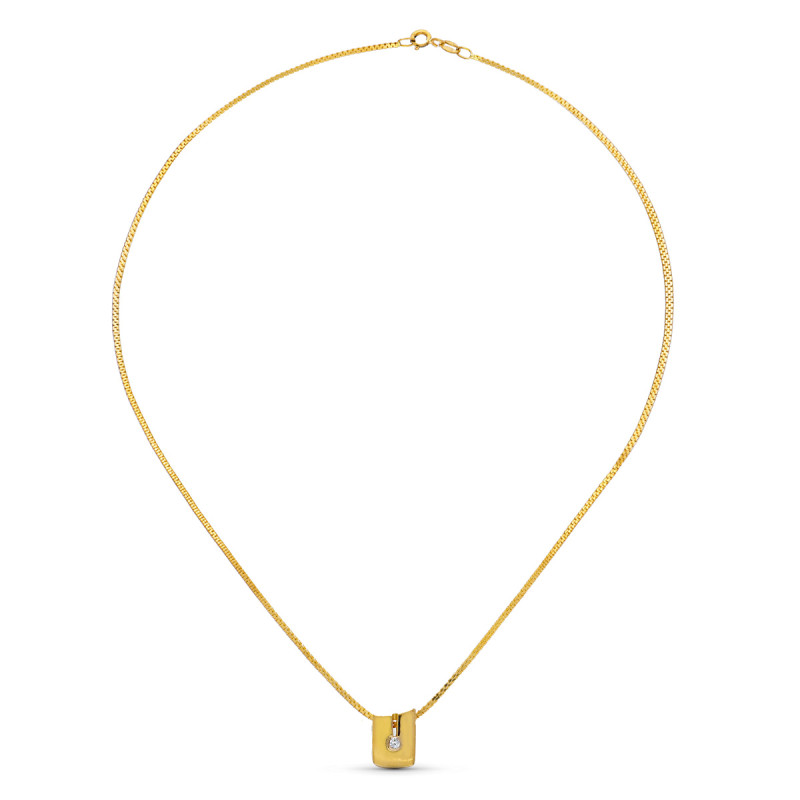 18K COLGANTE ORO AMARILLO DIAMANTE NATURAL  12X8 MM 0,05 QTS. CADENA 40