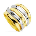 18K SORTIJA ORO BICOLOR 5 BANDAS BRILLO ANCHO 16 MM 18K SORTIJA ORO BICOLOR 5 BANDAS BRILLO ANCHO 16 MM