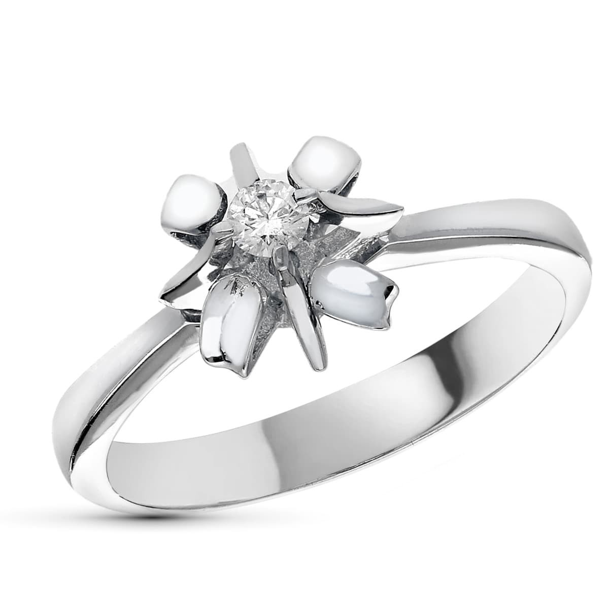 18K SOLITARIO ORO BLANCO CON DIAMANTE NATURAL  0,10 QTS. ANCHO: 9,5MM
