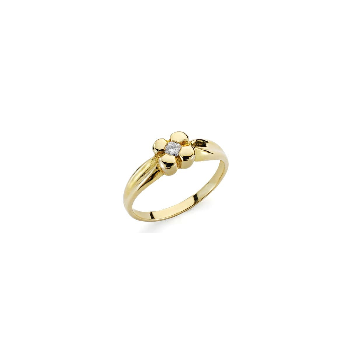 18K SOLITARIO ORO AMARILLO DIAMANTE NATURAL TALLA BRILLANTE 0.10 QTS. COLOR H VSI