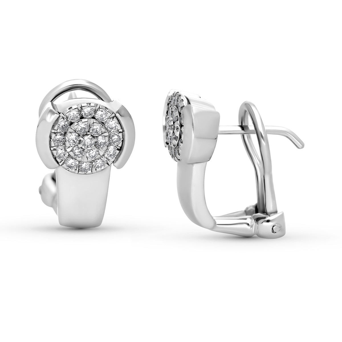 18K PENDIENTES ORO BLANCO 38 DIAMANTES NATURALES 0,35 QTS SI-H. CIERRE OMEGA 14,5X9 MM