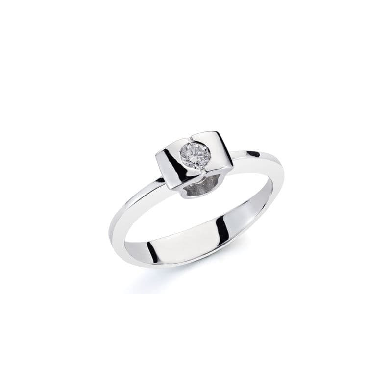 18K SORTIJA ORO BLANCO DIAMANTE NATURAL 0.10 QTS. ANCHO: 4,5 MM