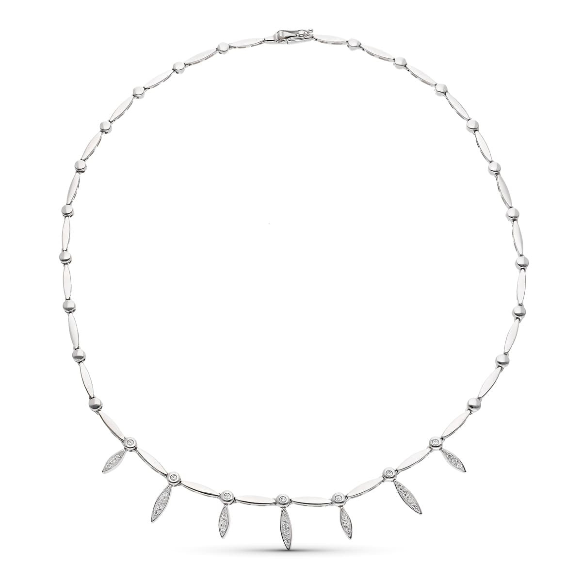 18K GARGANTILLA ORO BLANCO Y CIRCONTAS