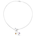18K GARGANTILLA ORO BLANCO HILO Y MOTIVO PIEDRAS DE COLOR