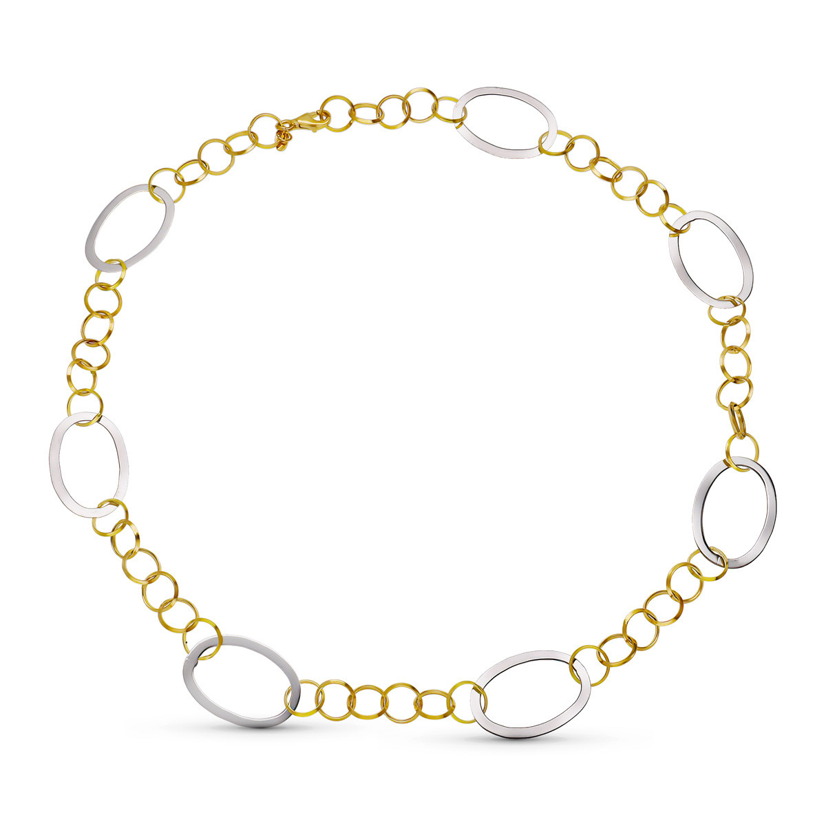 18K GARGANTILLA COLLAR ORO BICOLOR ESLABONES HUECOS 45CM