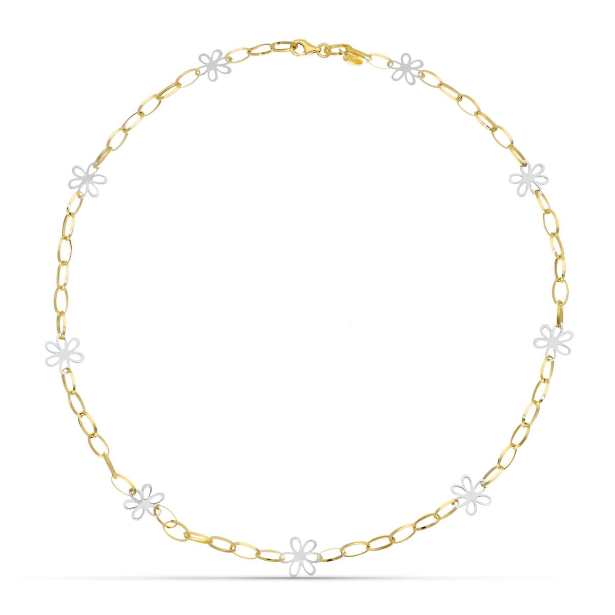 18K GARGANTILLA ORO BICOLOR FLORES