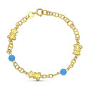 18K PULSERA ORO AMARILLO OSOS Y TURQUESAS 14CM 18K PULSERA ORO AMARILLO OSOS Y TURQUESAS 14CM