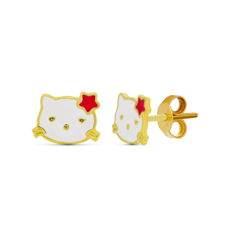 18K PENDIENTES ORO AMARILLO BUHO. 8X6 MM CIERRE PRESION