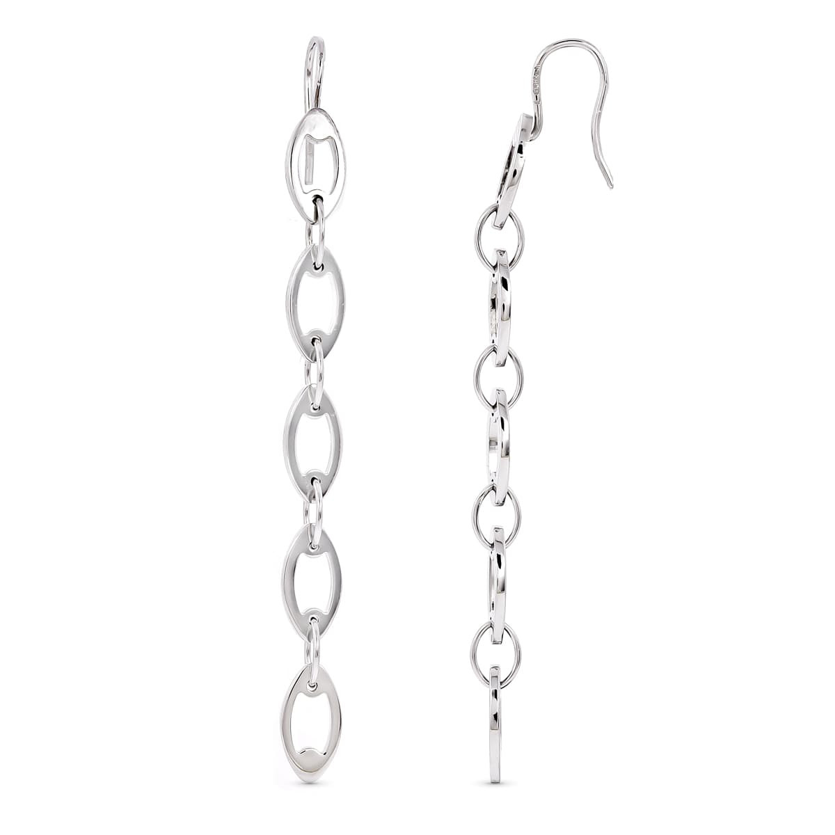 18K PENDIENTES ORO BLANCO CADENITAS. 64X5 MM CIERRE GANCHO